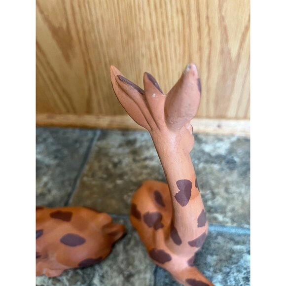 Vintage 1965 Set Of 3 Handmade Ceramic Giraffes 2 Seating 1 Standing Orange - Picture 5 of 7